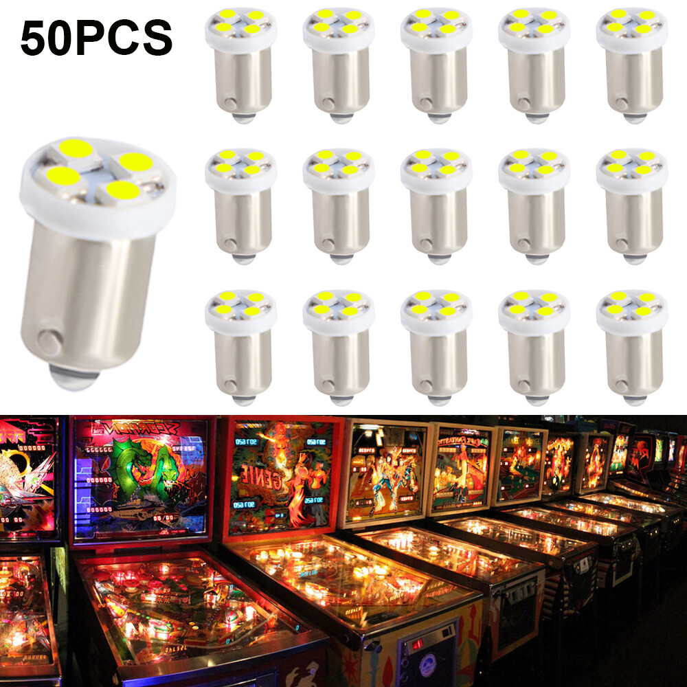 50Pcs Pinball Machine Playfield LED Light Bulbs AC DC 6.3V BA9S 47 44 1893 1847