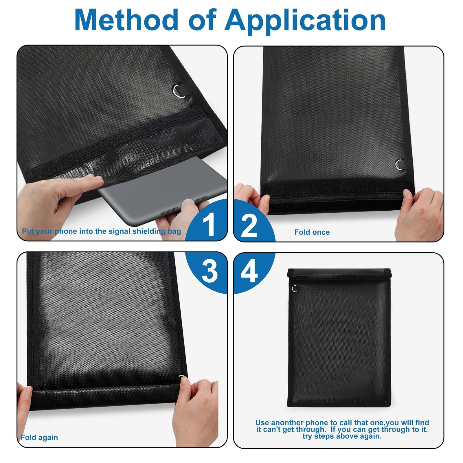 Faraday Bag 4 Pack – Waterproof & Fireproof Signal Blocking 4 Pack, Black