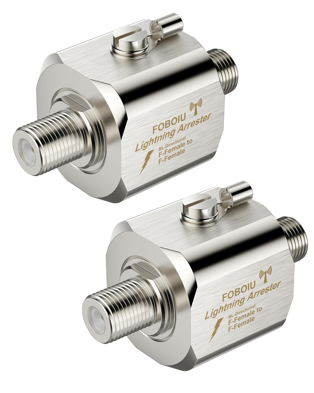 Foboiu Coaxial Lightning Arrestor 2 Pack, 75Ω F-Female to F-Female Coax Surge Pr