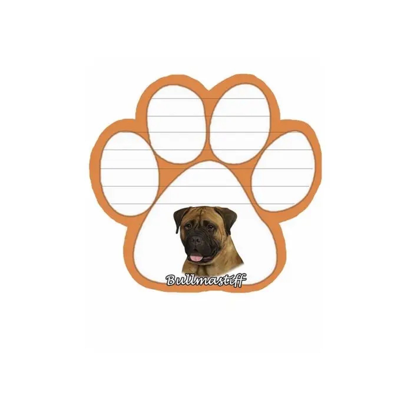 Bullmastiff 50 Sheet Paw Print Shape Sticky Note Pad w/Magnetic Back QTY-2