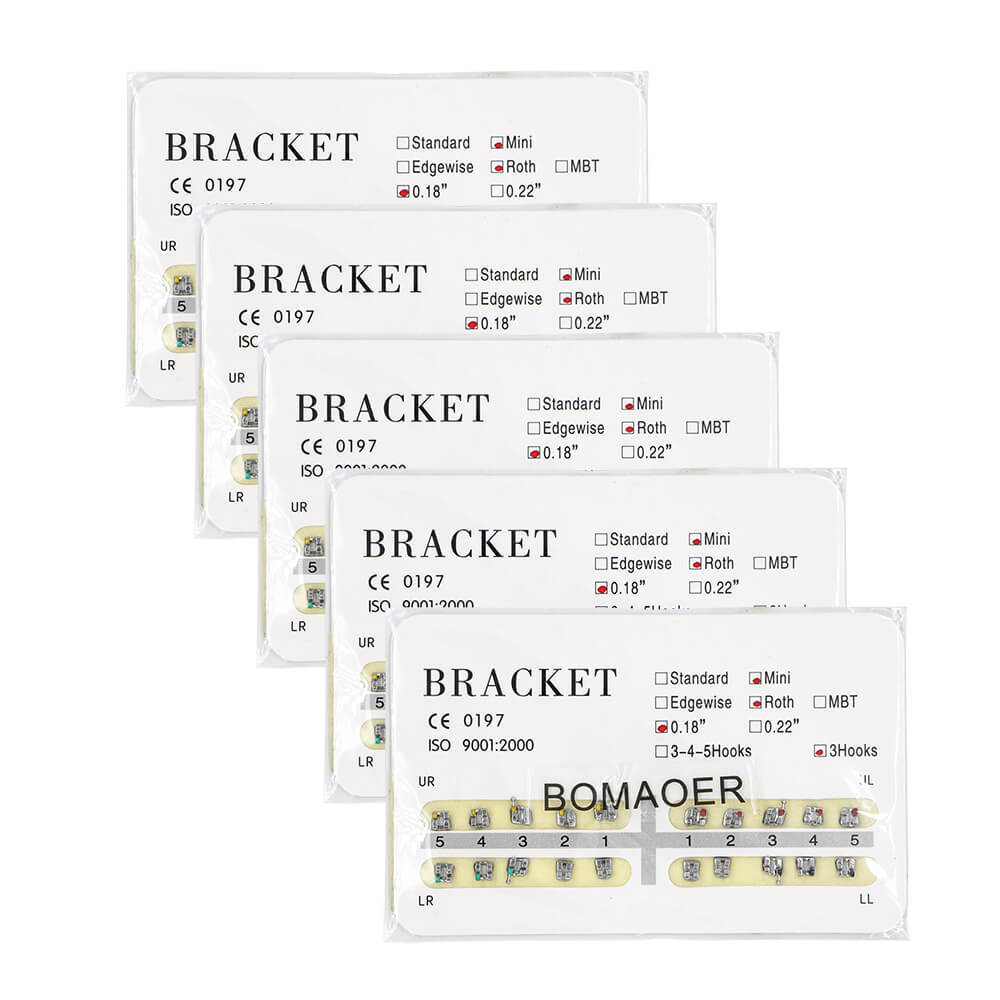 Orthodontic Brackets 20pcs per Pack  Mini Roth 0.018" 3 Hooks 1-100 Packs Dental