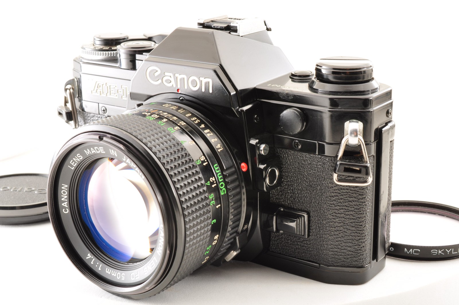 Canon AE-1 Black SLR Film Camera / New FD 50mm F1.4 MF Lens NFD *Excellent #5053