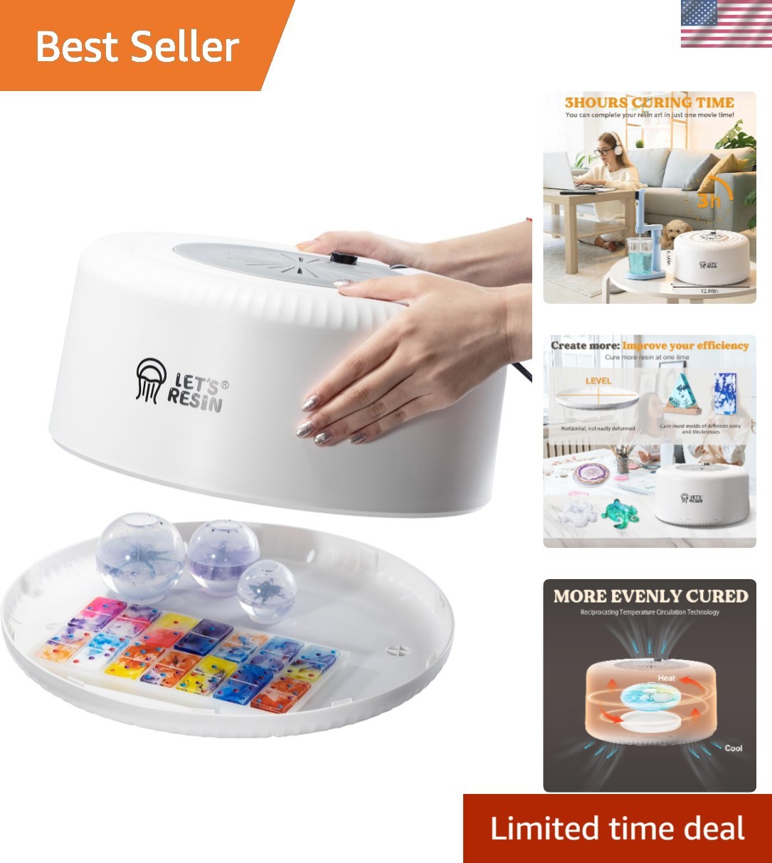 Effortless 3-Hours Resin Curing Machine: Large Tray & Smart One-Button Tech