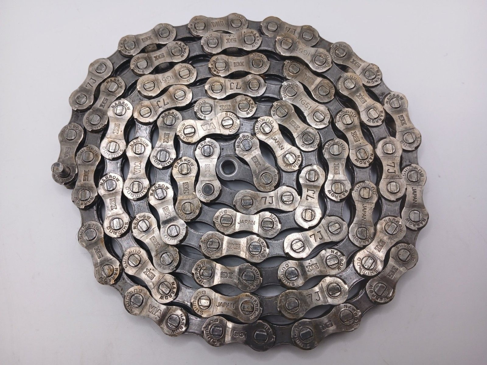Vintage Shimano Narrow IG-51 Bike Chain IG51 Silver 53" Long 106 Links "7J" Mark