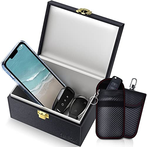 Faraday Box with Faraday Bags for Car Keys, Car Key Signal Medium Black Bags