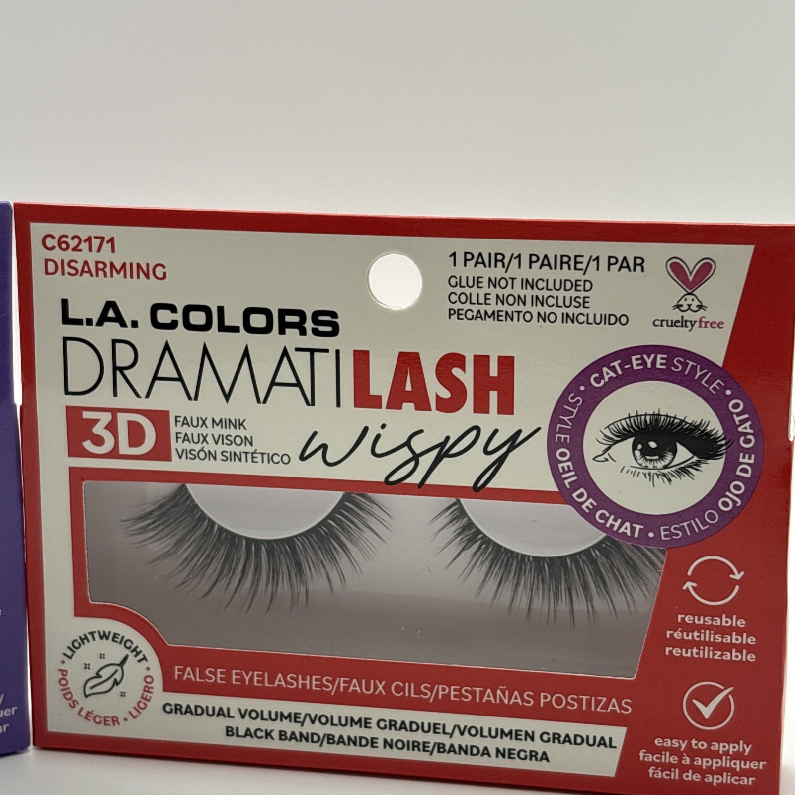 L.A. Colors DRAMITI LASH, Wispy 3D, False Eyelashes, 2 pack Reusable Lashes