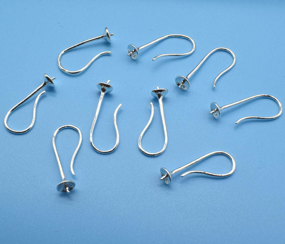 50PCS New Fashion Finding Flower Silver Pinch Bail Hooks For Stone Earring