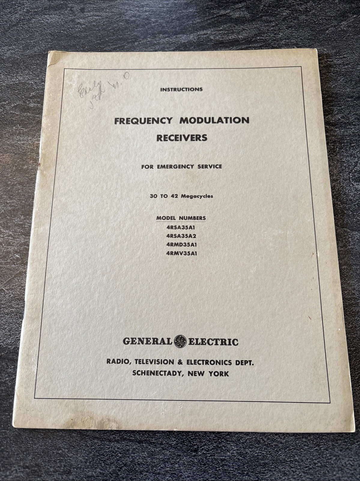 GE Frequency Modulation Receivers 30-42 Megacycles Radio Instructions Manual CD