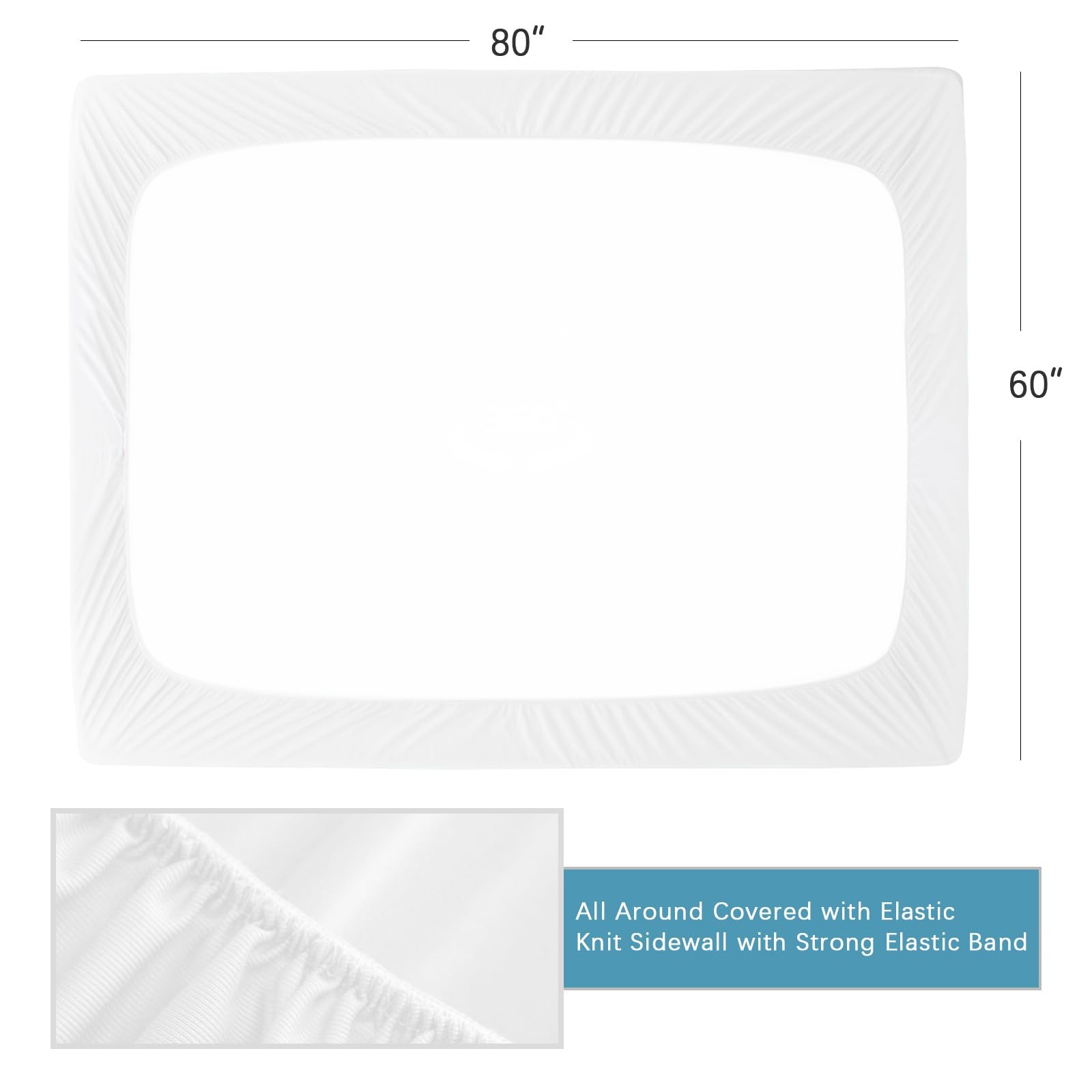 2 Pack Queen Mattress Protector 60" x 80", White