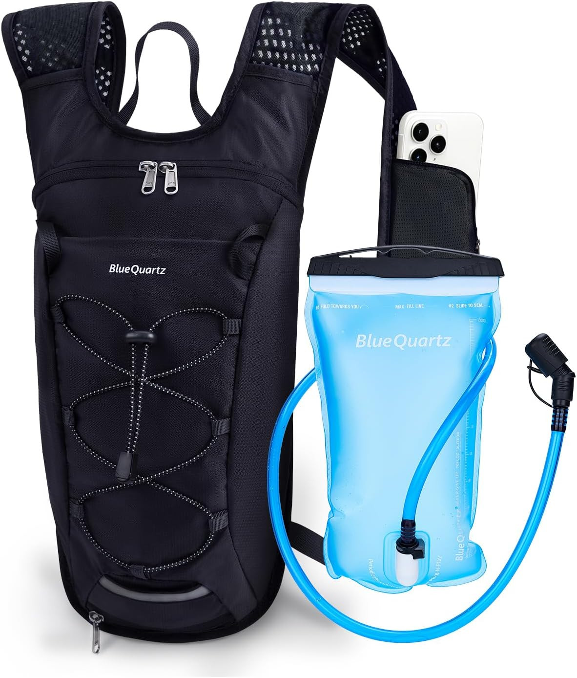 Blue Quartz Hydration Backpack with 2L Water Bladder, Hiking Water Pack with Ins