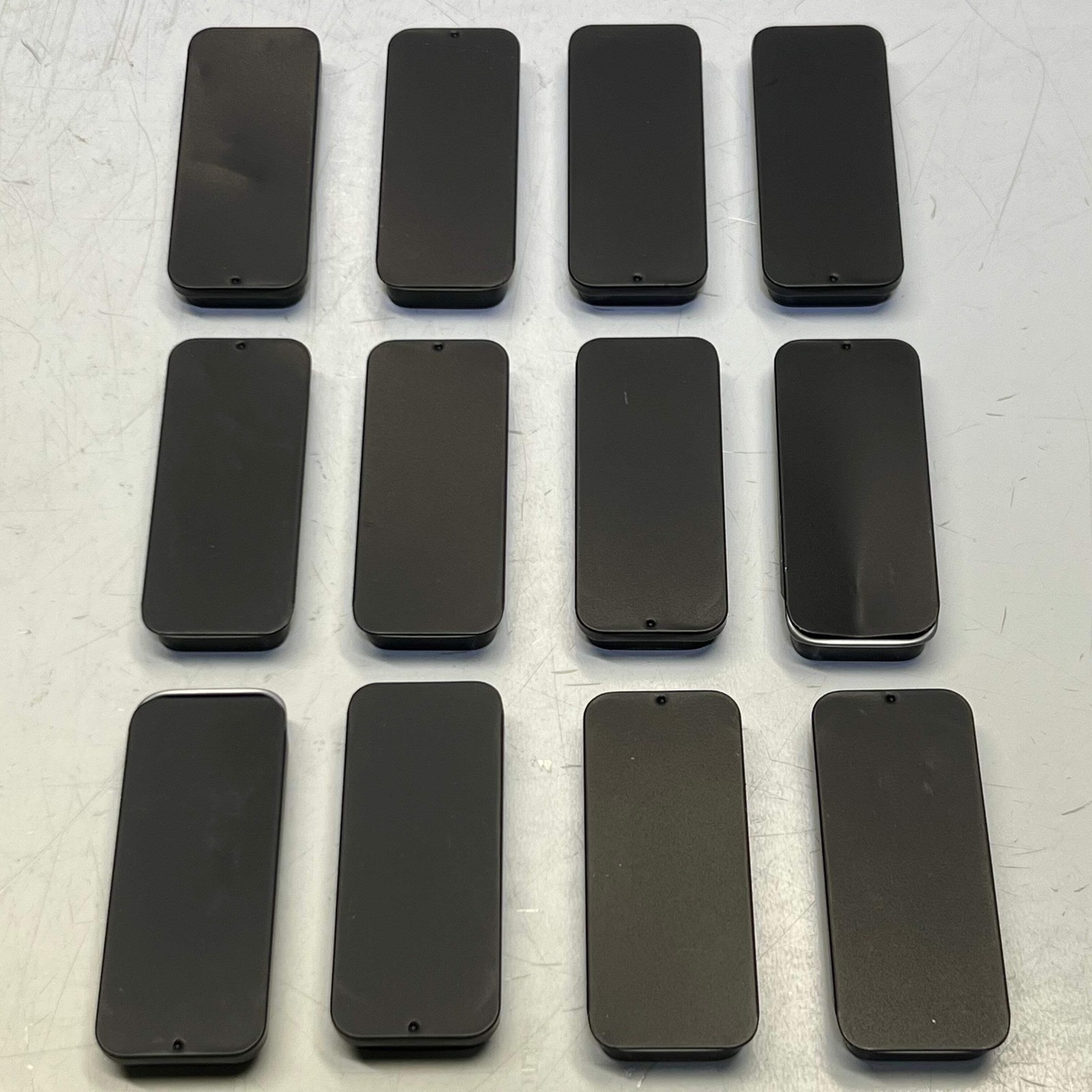 COSHAR (12 PACK) Metal Rectangular Sliding Lid Tin Boxes Black X002P8ZQN7