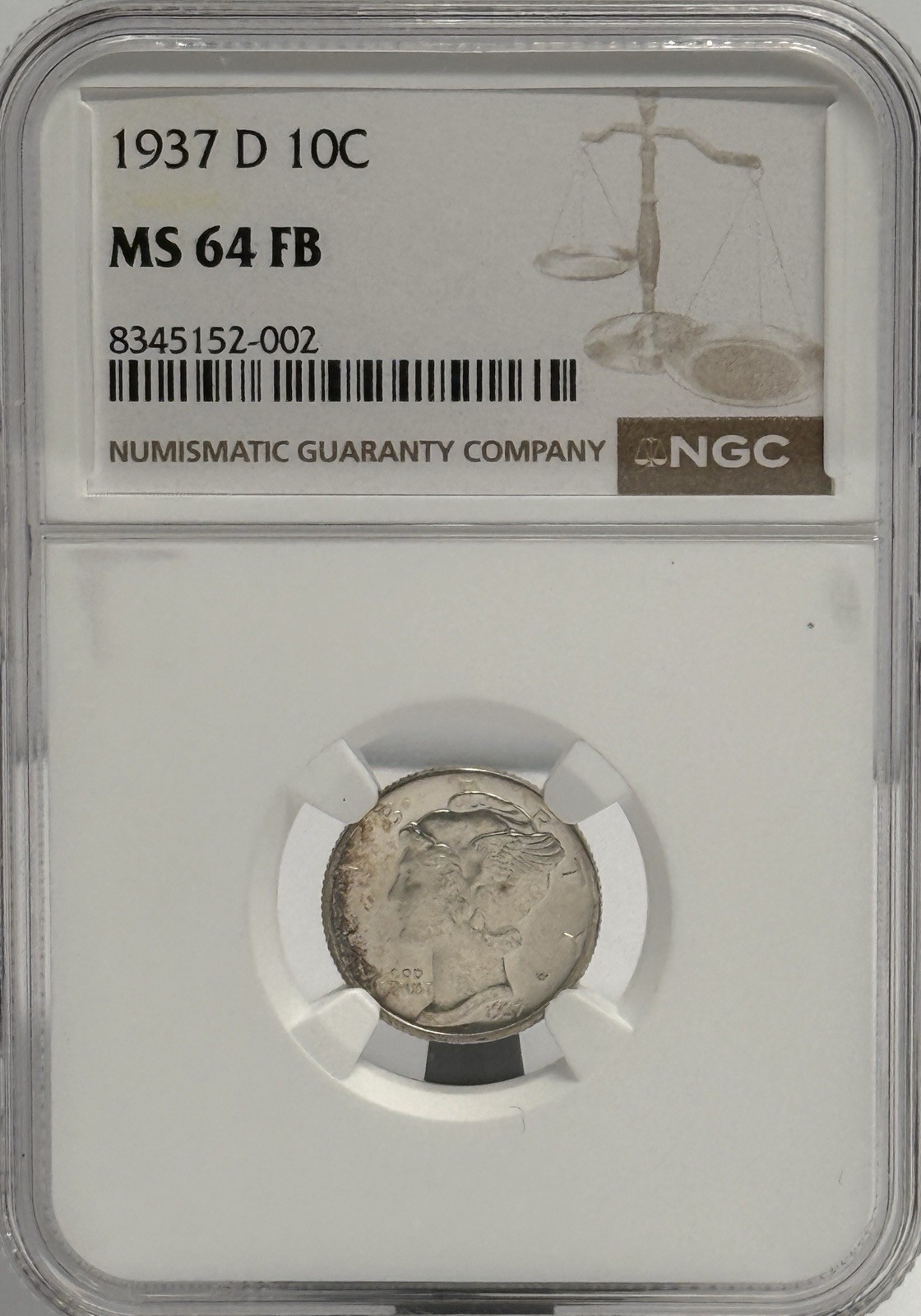 1937 D 10c NGC MS64 FB