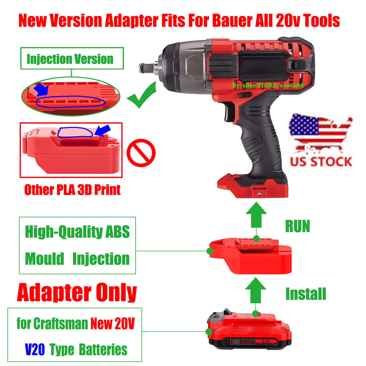 1 Adapter Fits Bauer 20v Cordless Tool To for Craftsman V20 New 20v Type Battery