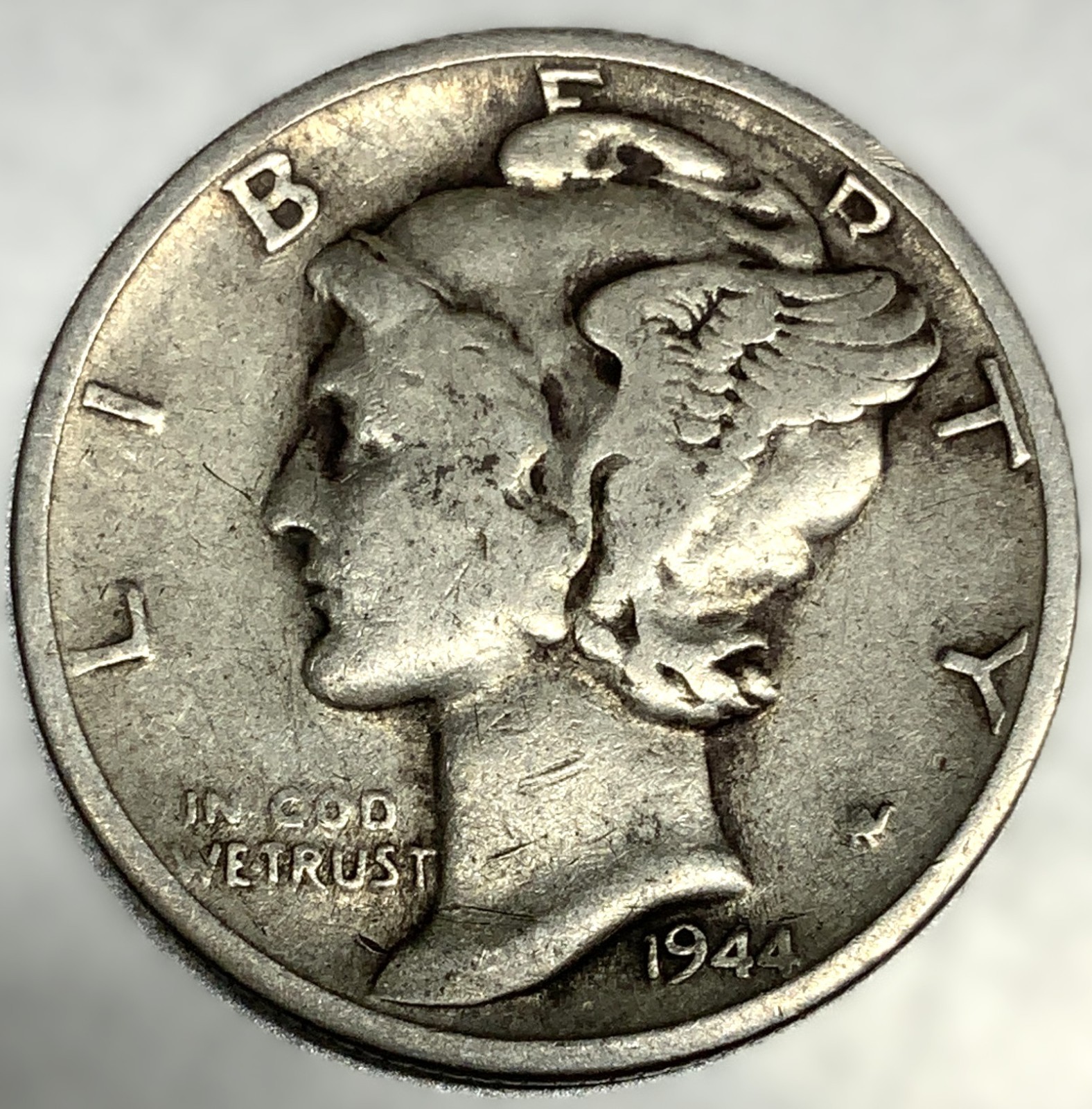1944-S Mercury Dime 10c FN Fine Circulated Condition 90% Silver US Coin - 4446