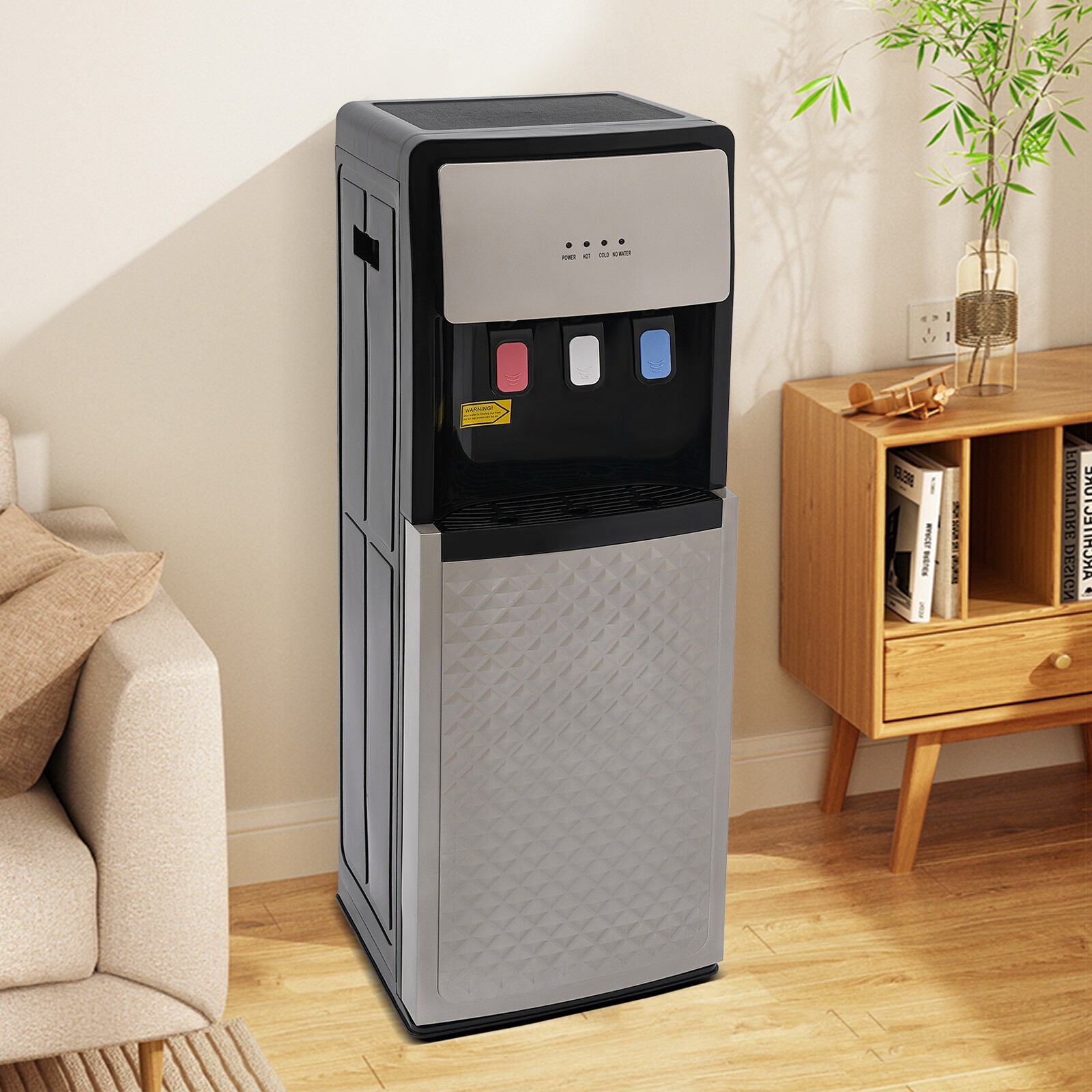 Bottom Loading Water Cooler Water Dispenser 3 Temperature Settings Silver Grey