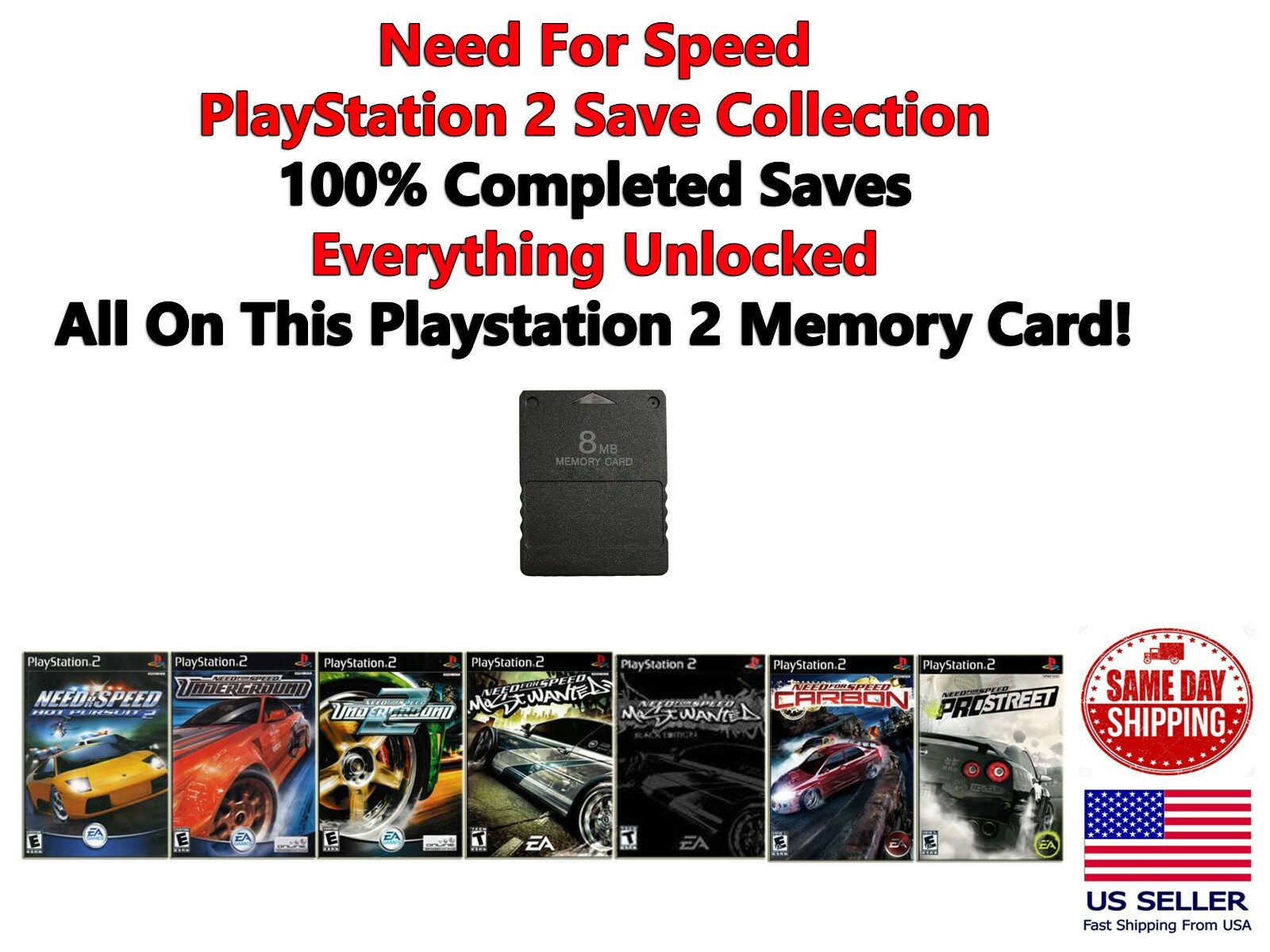 Need For Speed ProStreet Most Wanted Save Collection PS2 100% Completed Unlocked