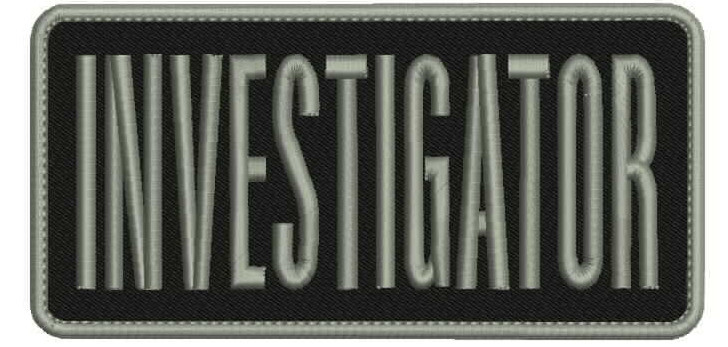 investigator embroidery patch 2x5 inches silver letters and border