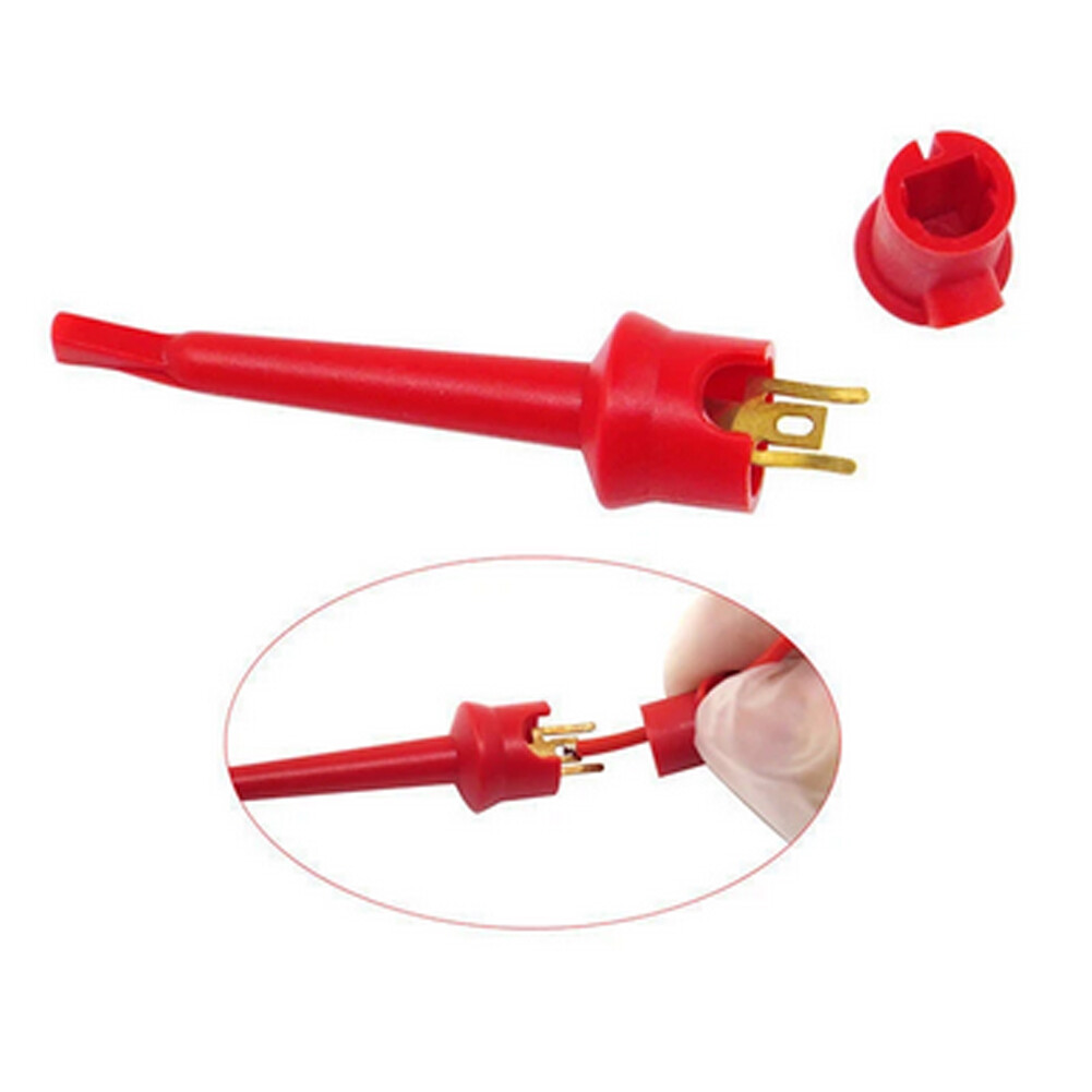 10PCS Mini Grabber Test Hook Clips Insulated Black & Red for Electrical Testing~