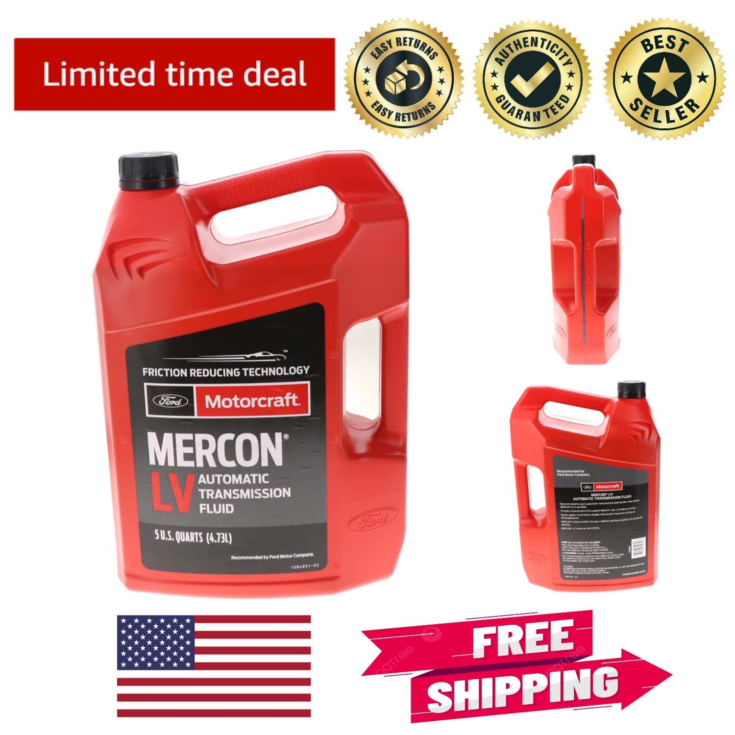 Ford & Lincoln Mercon LV Transmission Fluid - 5 Quarts for Optimal Vehicle Care