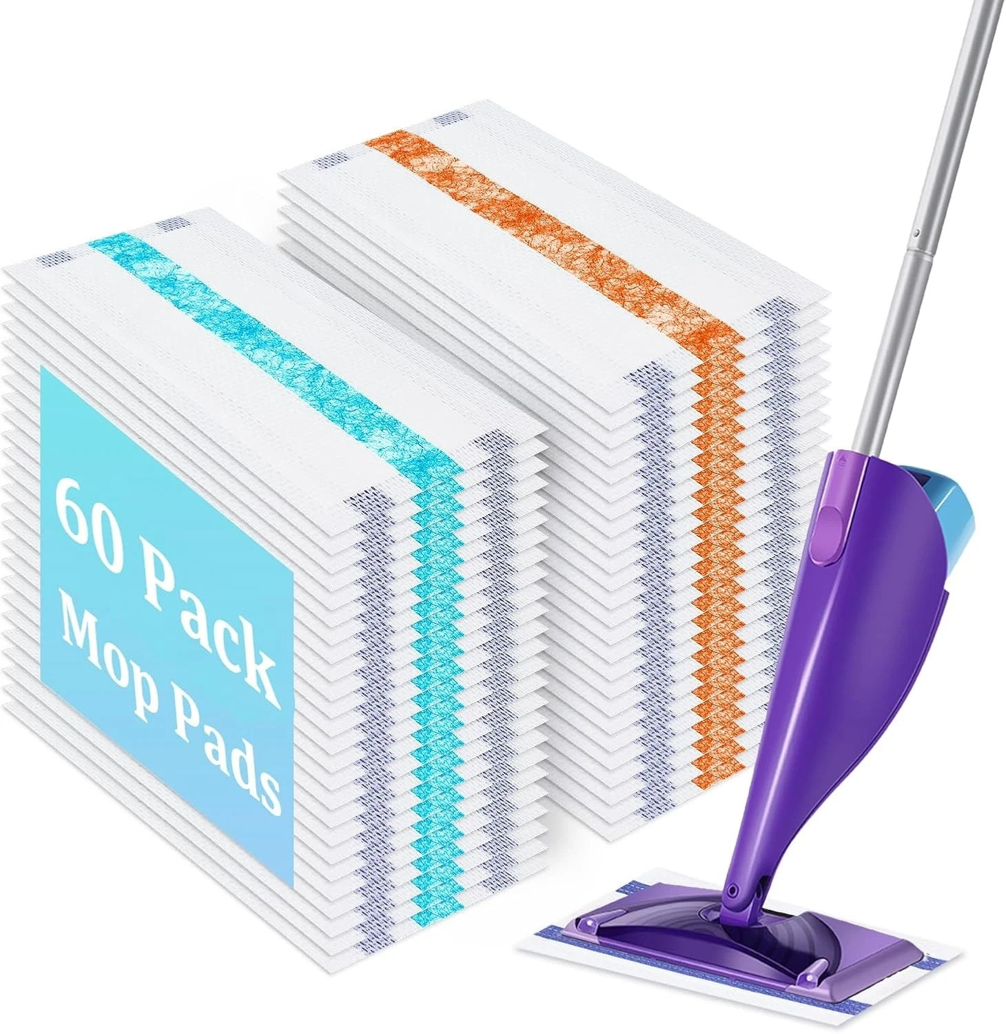 60 Pack Disposable Mop Pad Refills Compatible with Swiffer Wet Jet, Thick Wet...