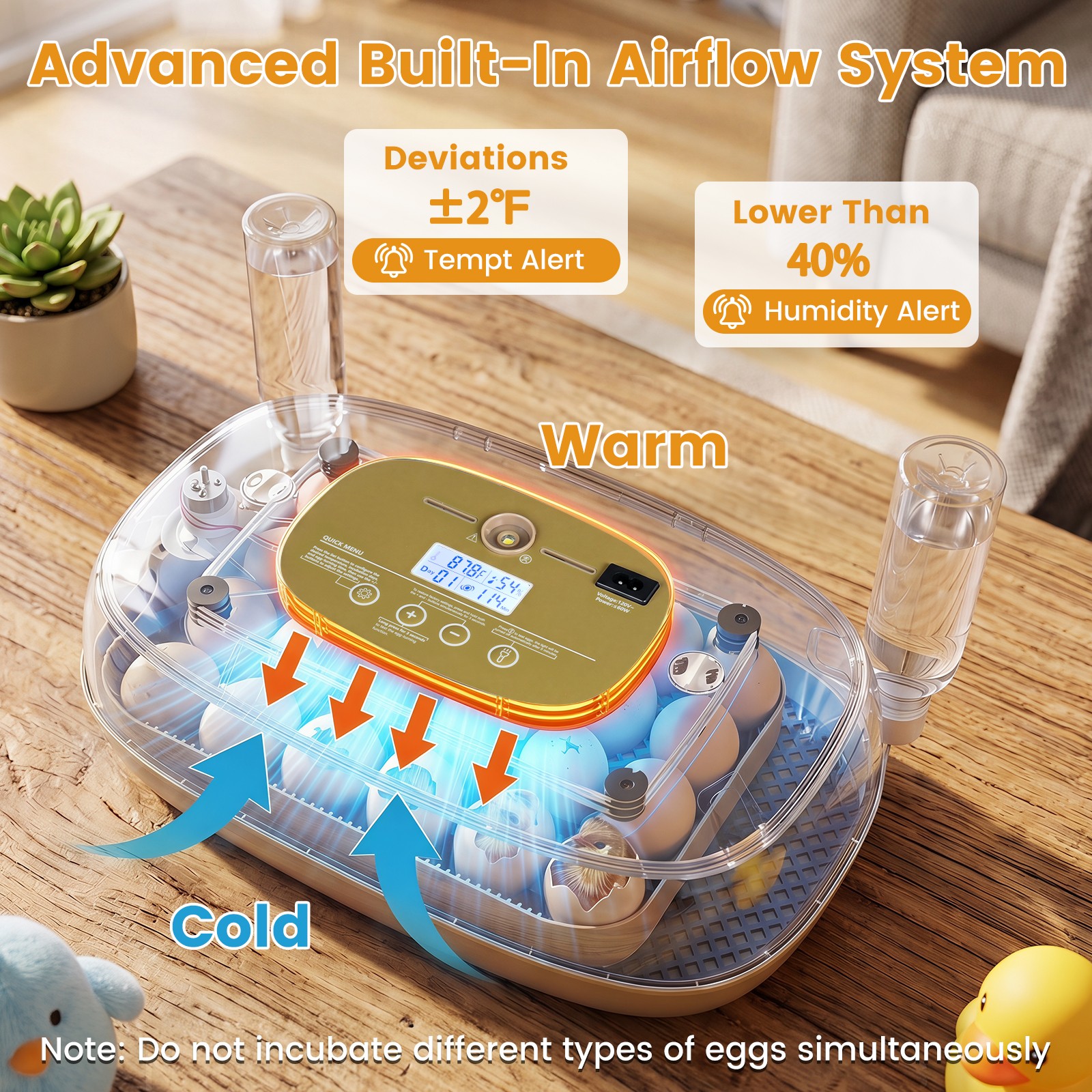 Incubator for Hatching Eggs, Automatic Egg Turner w/ Auto Water Refill, Air Vent