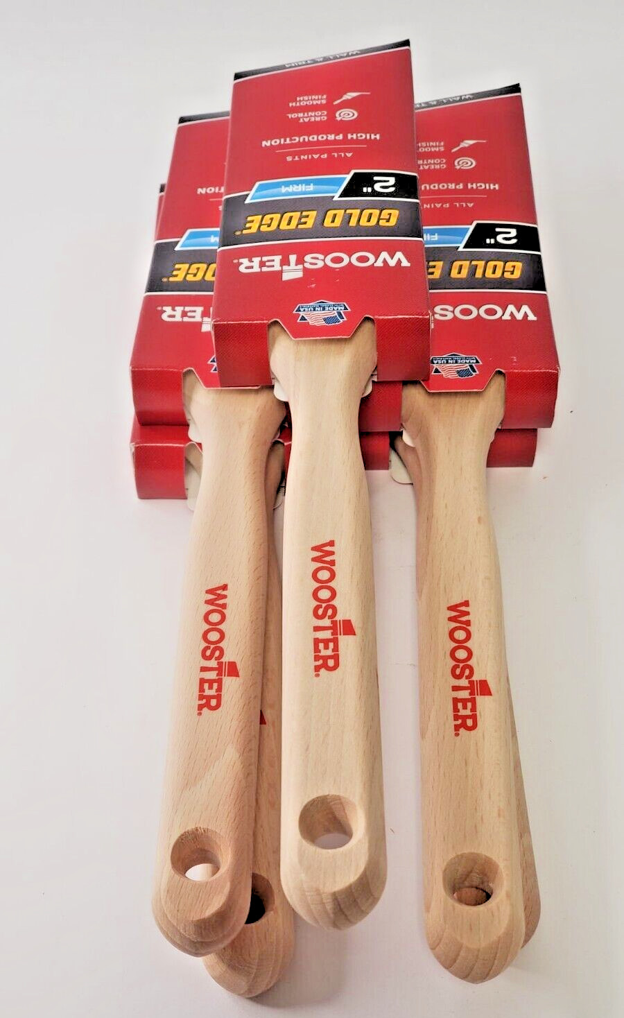 WOOSTER BRUSH 5231 2" INCH GOLD EDGE ANGLE SASH PAINTBRUSH - LOT OF 5