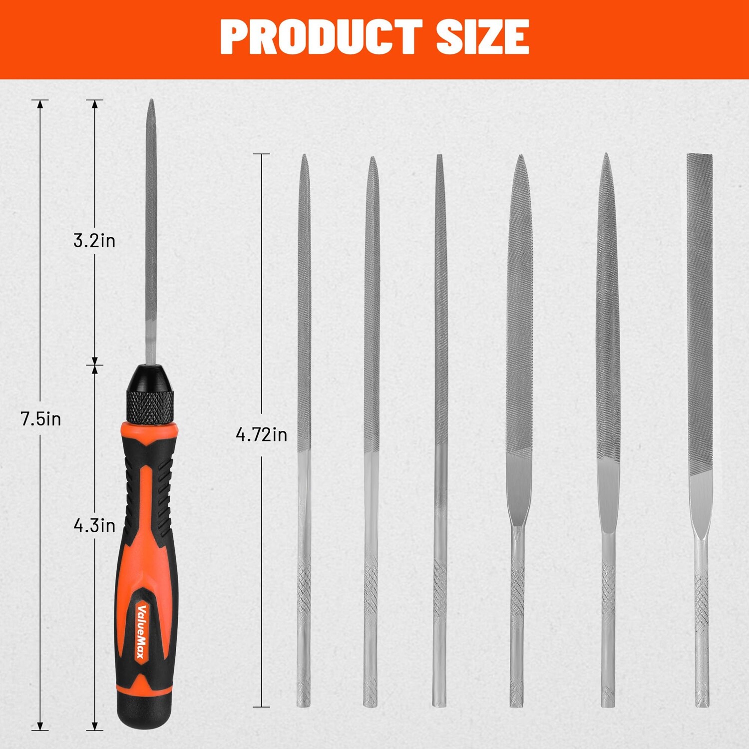 ValueMax 7PC Needle File Set Round HalfRound Flat Warding Square Triangular Flat