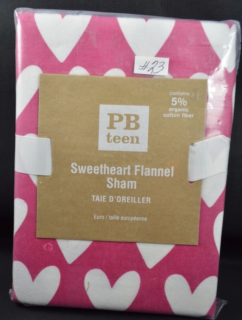 Pottery Barn Teen Sweetheart Flannel Sham Magenta Pink White Hearts Euro #23