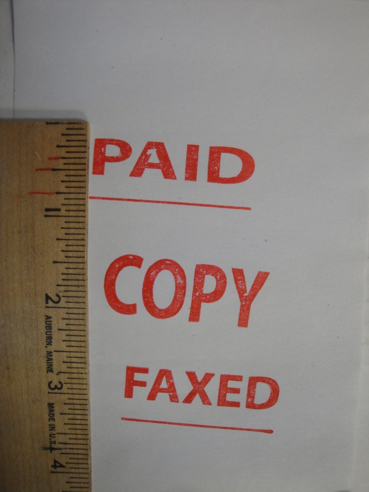QWIKMARK 3 in 1 Message Rubber Stamp Paid-Copy-Faxed Self-Inking NEW-SEALED