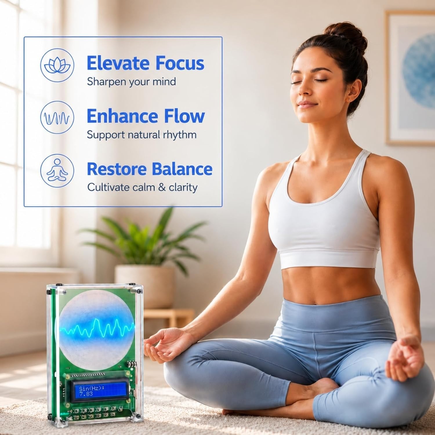 Lightweight USB Frequency Generator for Meditation and Relaxation with Display