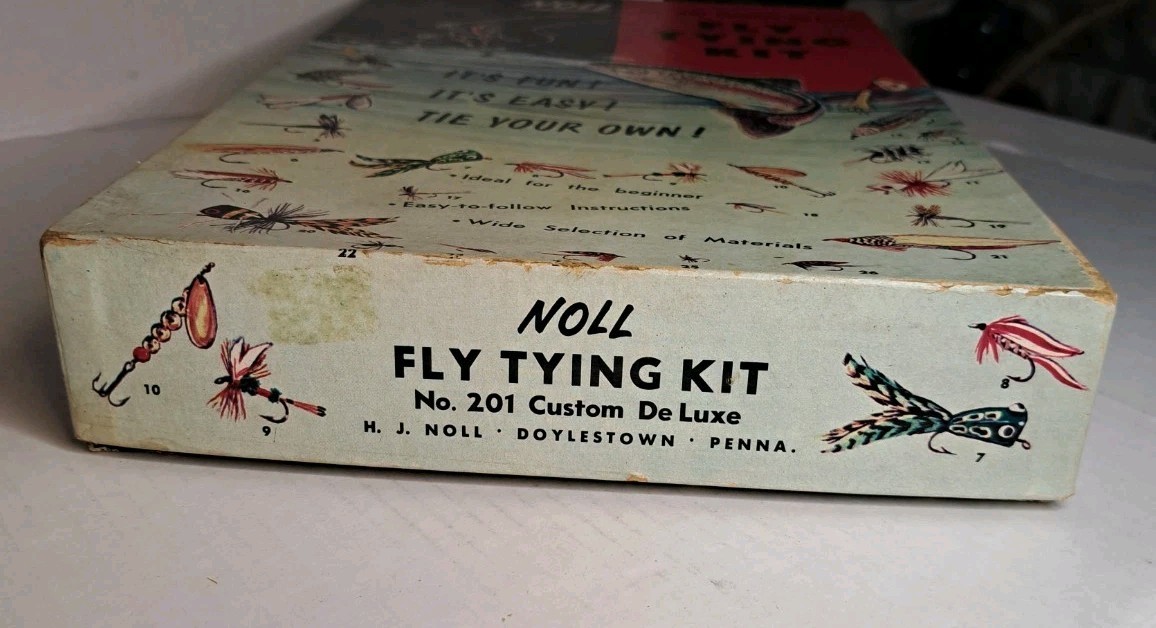 Vintage Noll No. 201 Custom De Luxe Fly Tying Kit w/ Trout Flies Book + Extras A