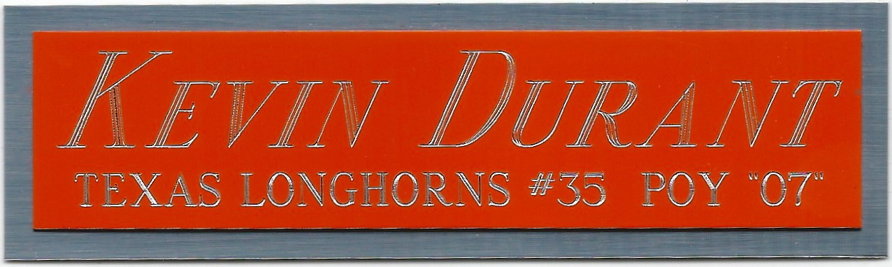KEVIN DURANT TEXAS longhorns NAMEPLATE AUTOGRAPHED Basketball JERSEY PHOTO FLOOR