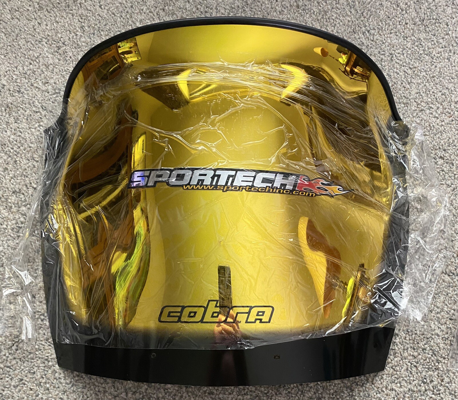 Sportech Cobra Rev Low Yellow Chrome Snowmobile Windshield 10302017