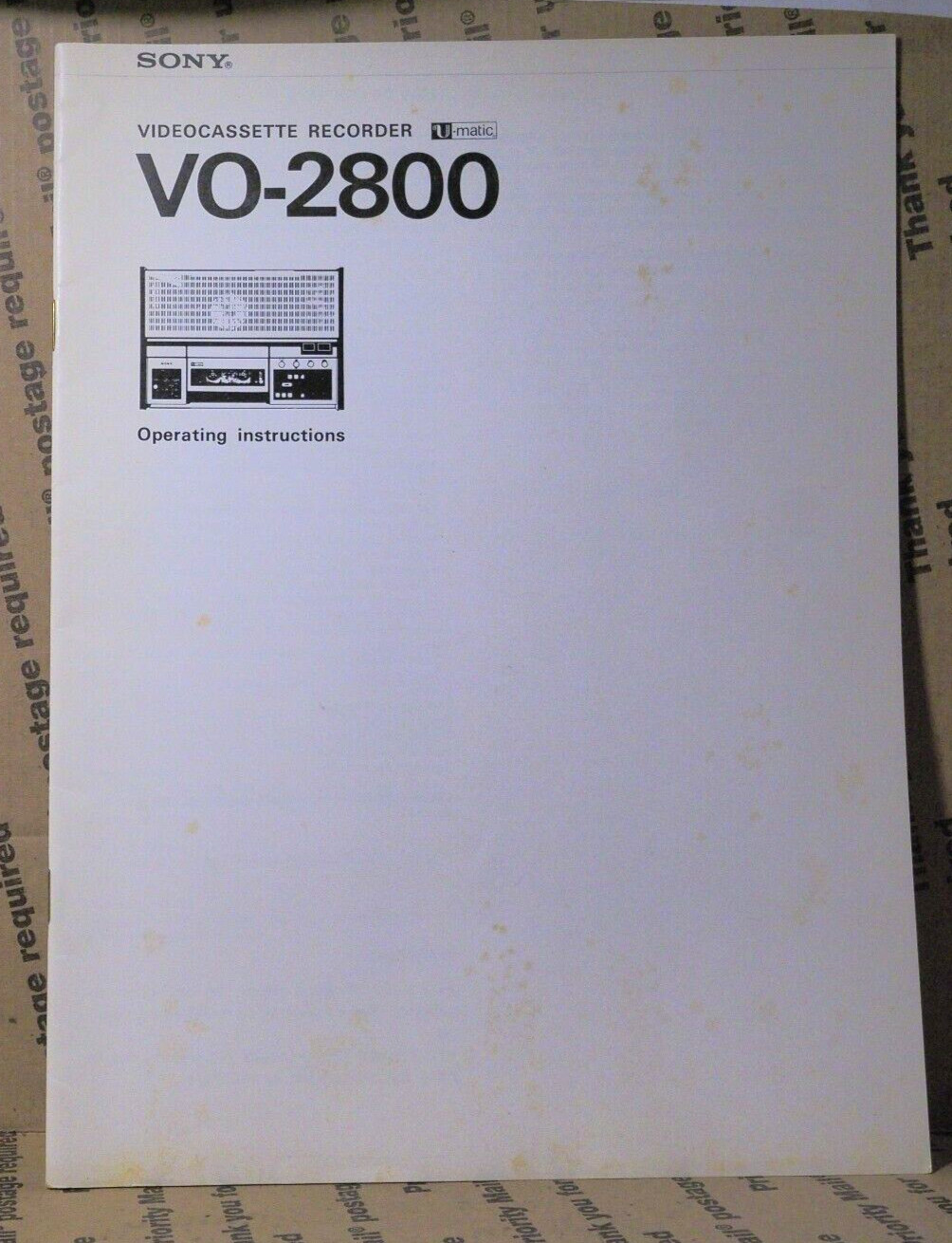 SONY VIDEOCASSETTE RECORDER VO-2800 2800 Owners Manual 22 pages Used BX162C
