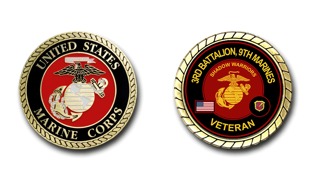 3rd Battalion 9th Marines Veteran Challenge Coin Officially Licensed