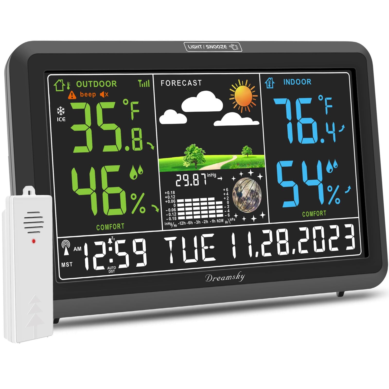 Weather Station Indoor Outdoor Thermometer Wireless With Digital Atomic Clock La