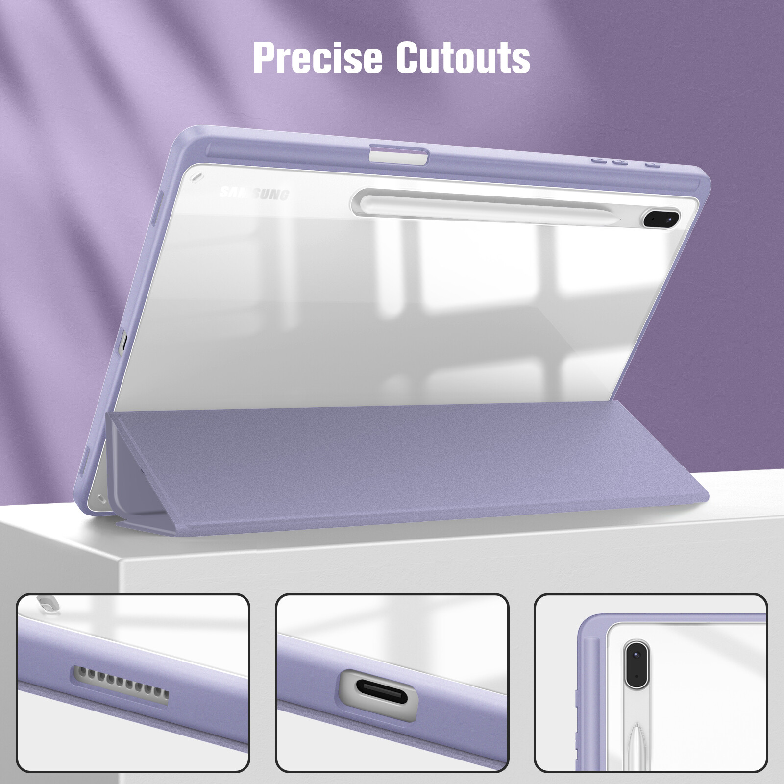 Case for Samsung Galaxy Tab S7 FE 12.4'' 2021 Shockproof Clear Back Shell Cover