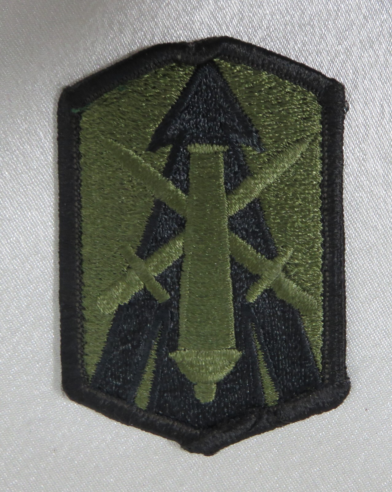 USA Army 214th Fire Brigade Class "A" Single Military Patch Black on Olive