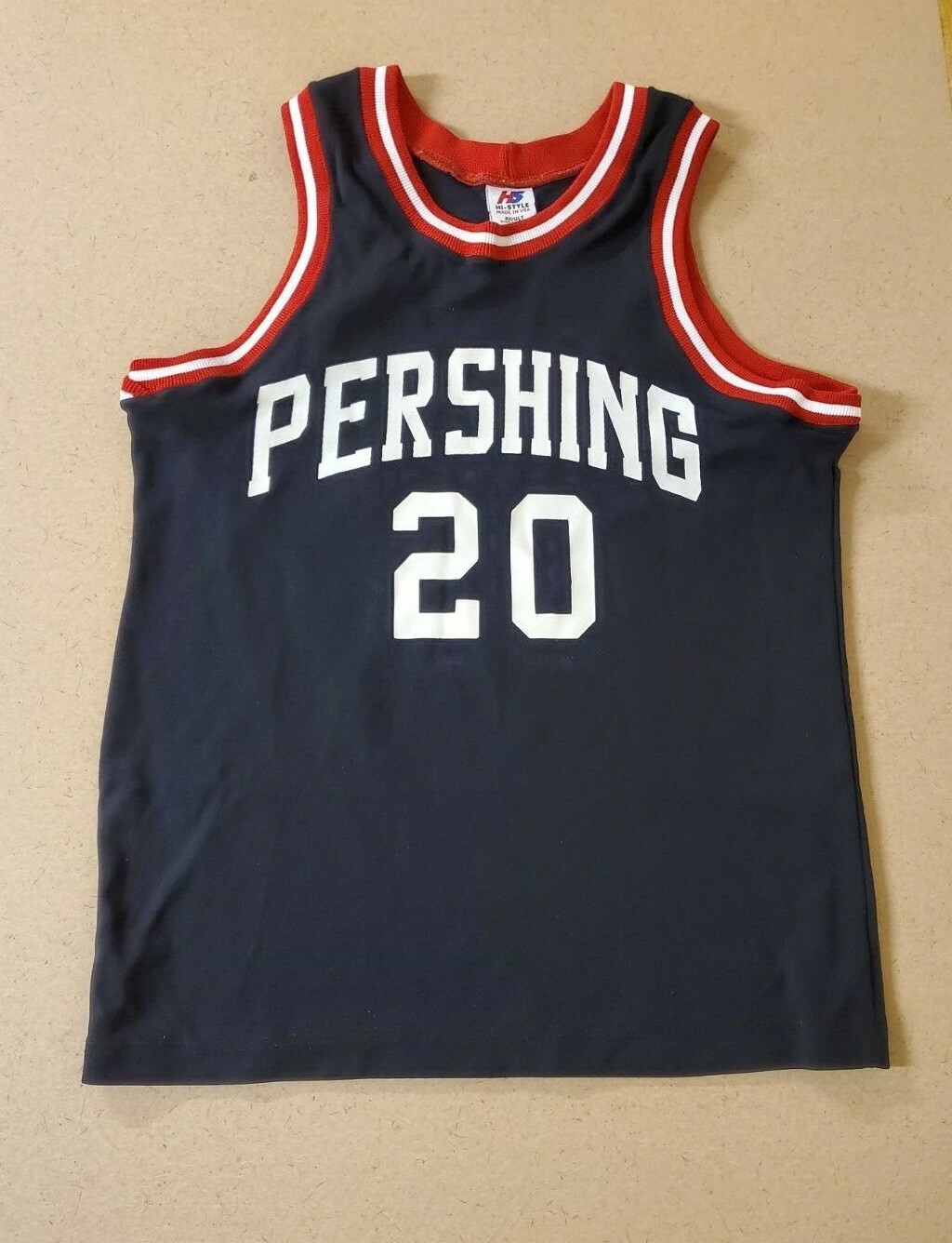 Hi-Style Pershing Mens Basketball Sport Jersey Black Red Activewear Size Medium