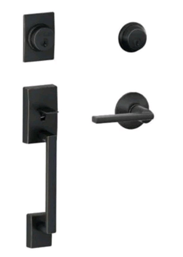 Schlage F62 CEN 716 LAT Century Double Cylinder Handleset in Aged Bronze