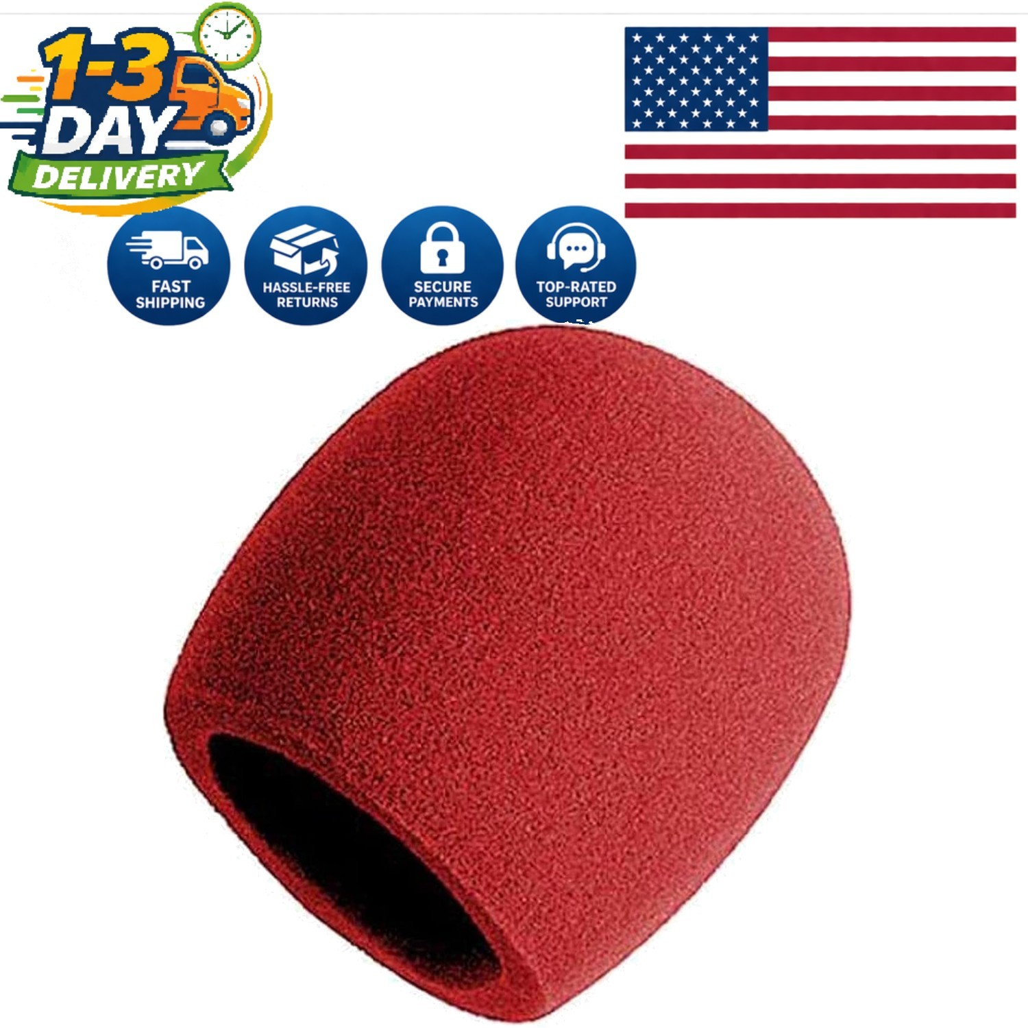 Versatile Red Foam Pop Filter for Handheld Mics - Optimal Sound & Hygiene
