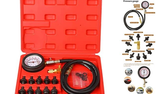 Oil Pressure Tester Tool, Oil Pressure Gauge kit, 0-140 PSI Pressure Test red-2