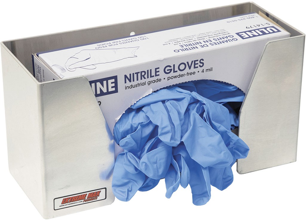 Extreme Max 5001.6655 Wall-Mount Aluminum Disposable Glove Box Holder - Silver