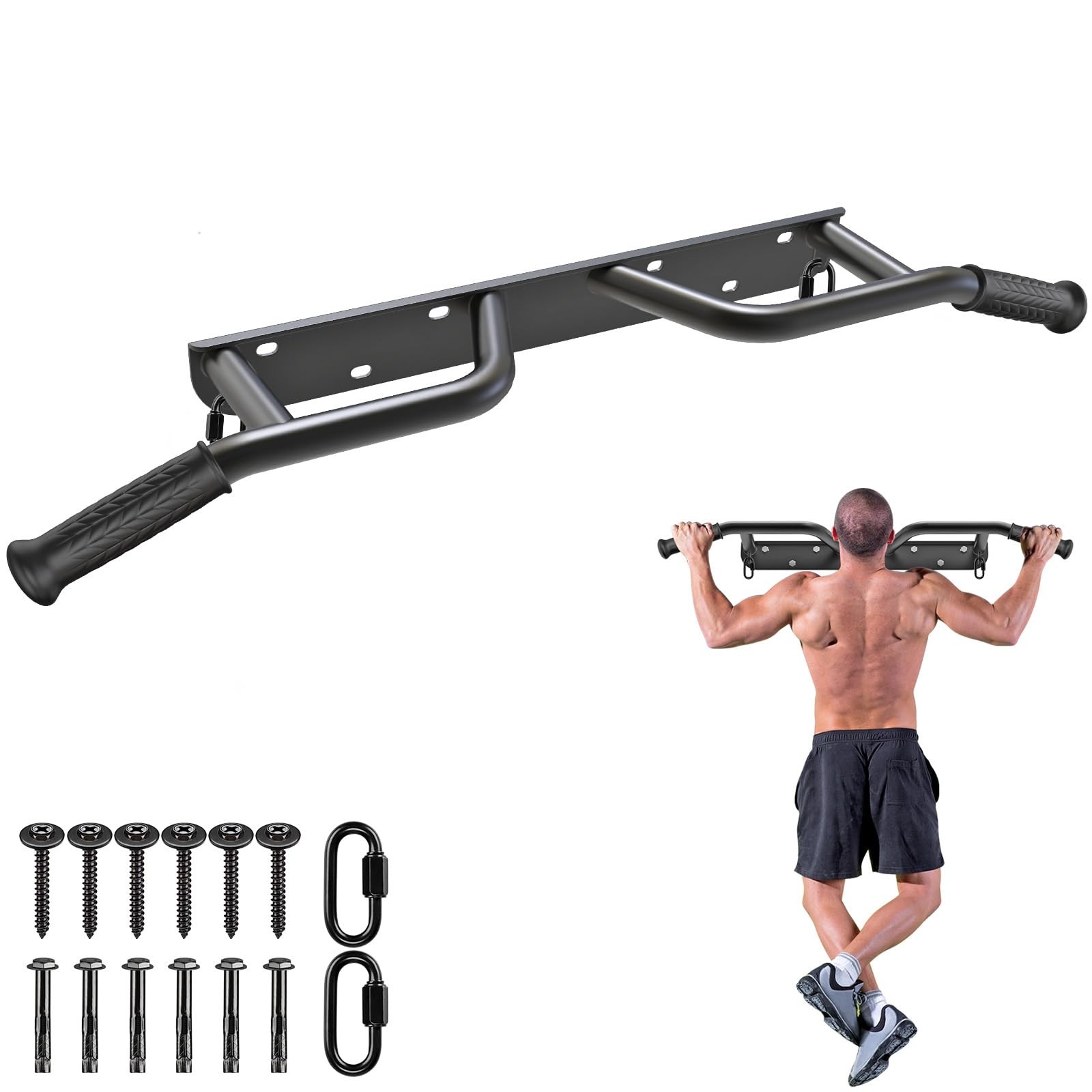 Heavy Duty Wall Mounted Doorway Pull Up Bar Fully Welded Multifunctional Chin...