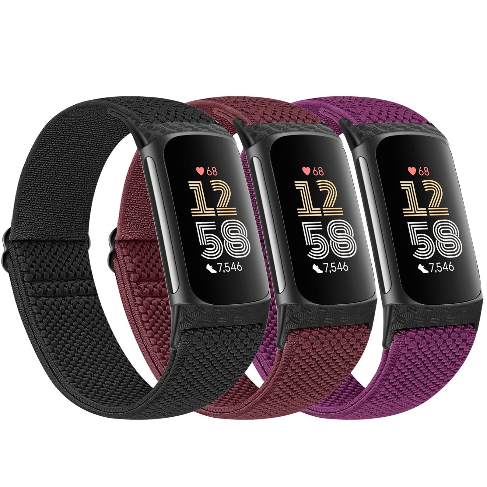 Elastic Nylon Bands with Fitbit Charge 6 Bands/Fitbit Charge 5 Bands, Soft Ad...