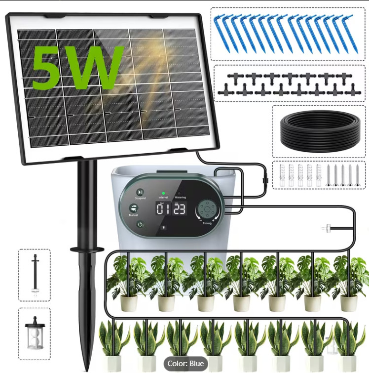 15M Solar Drip Irrigation System, Automatic Greenhouse Watering Kit With Hose