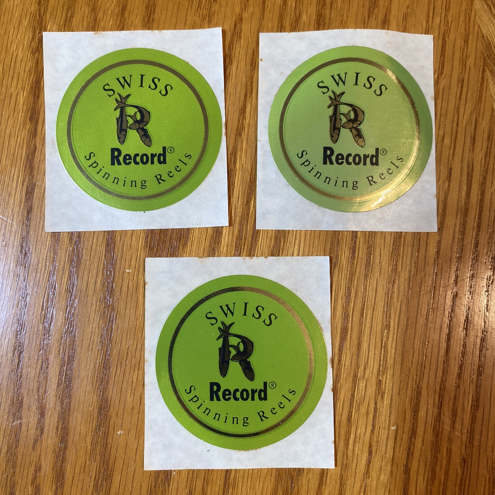 3 Vintage Swiss Record Spinning Reels Stickers Neat Collectible