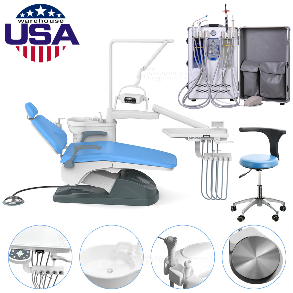 Dental Unit Chair Computer Controlled DC Motor/Portable Delivery Unit Cart/Stool
