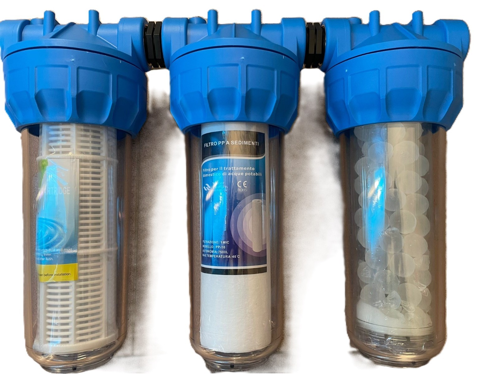 WATER TREATMENT FILTER KIT ø 3/4 ANTI-SCALE SEDIMENT RESIDUE 50 + 1 MIC