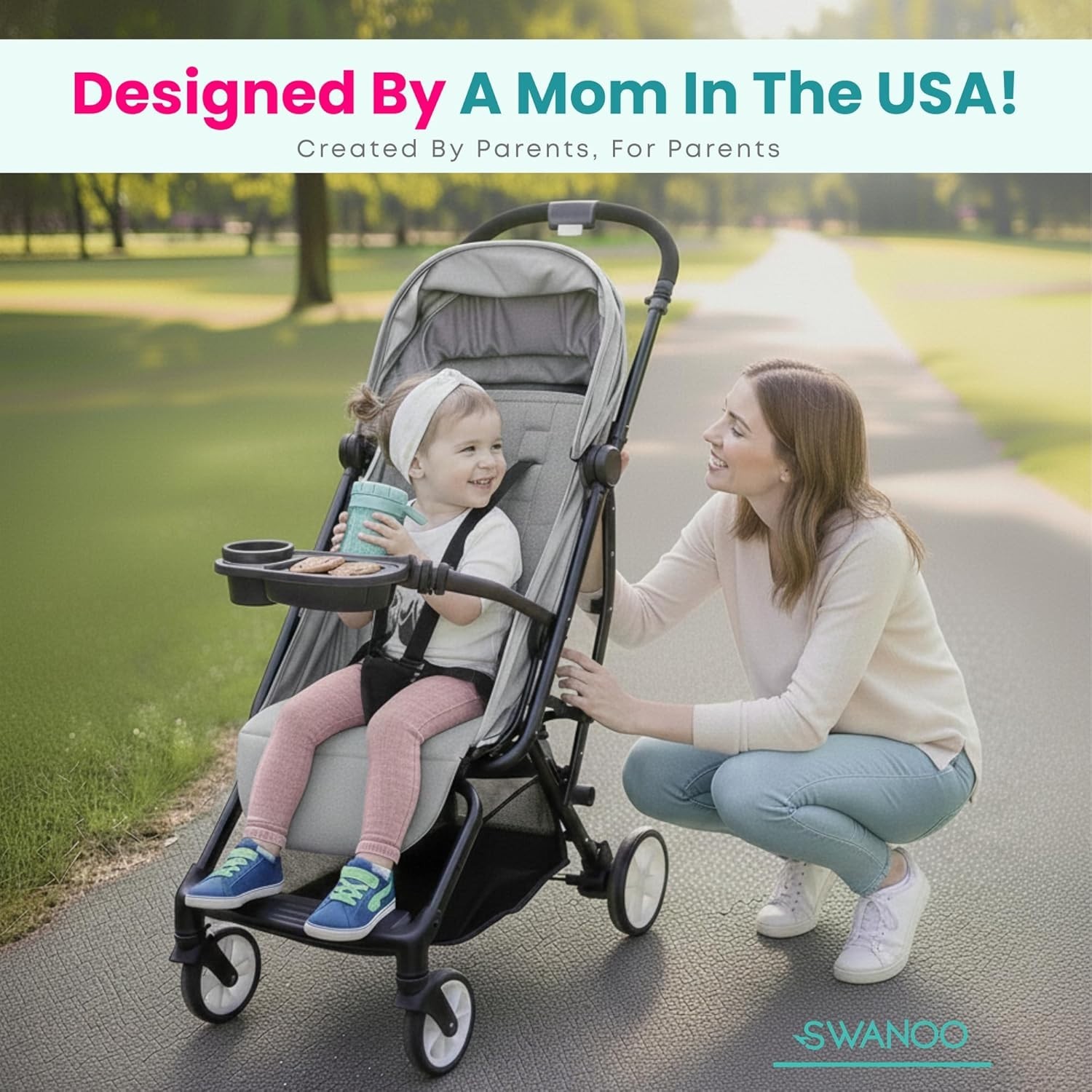 Snack Tray for Strollers: Easy Install & Dishwasher Safe - Perfect for Outings